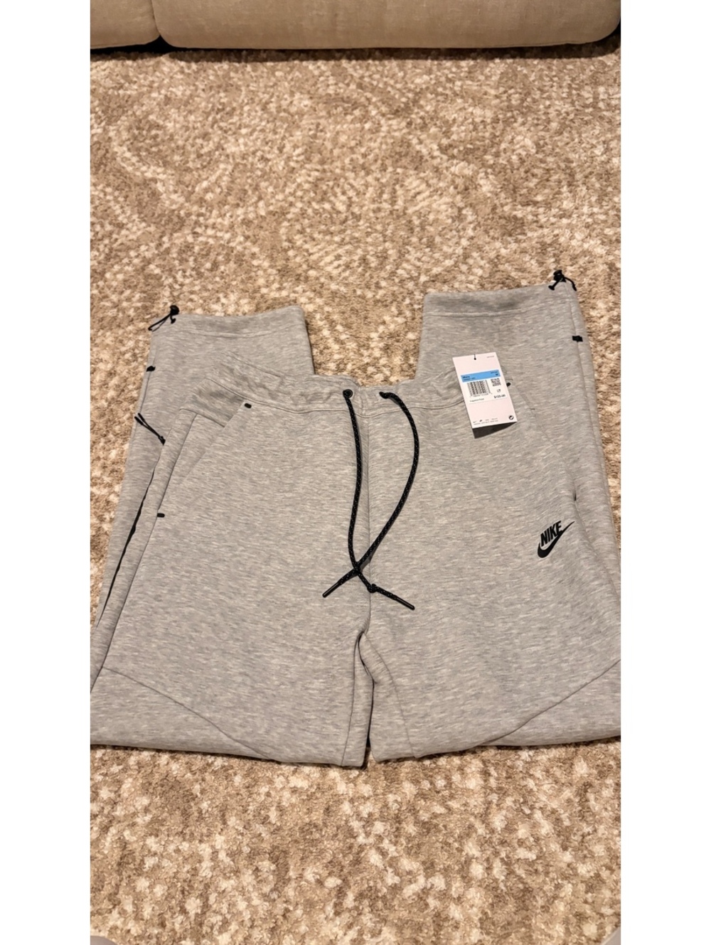 Nike Standard Fit Straight Leg Regular Length Grey Sweatpants with Drawstring